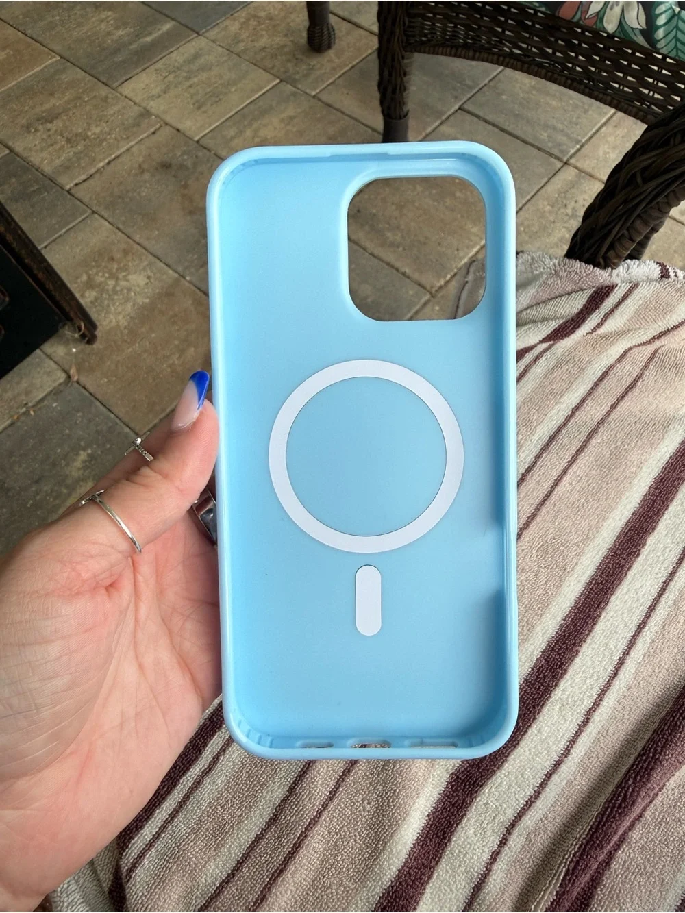 Strawberry Pattern Blue Stripe Phone Case